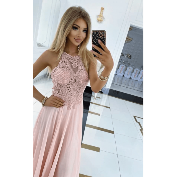 DOLGA POROČNA PUDRASTO ROZA OBLEKA